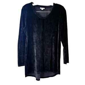 Pure Jill Black Velour Long Sleeve Tunic Shirt Size Small